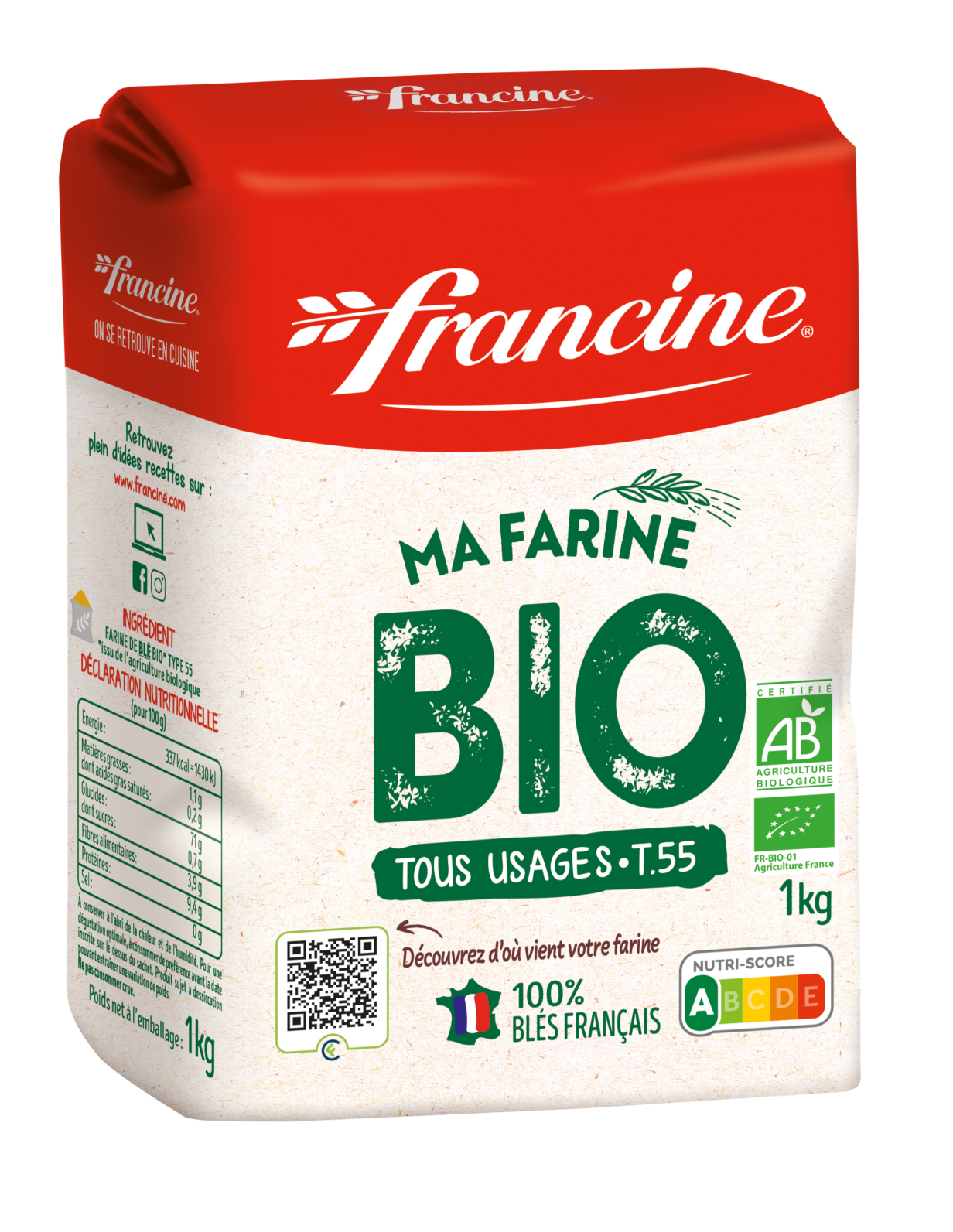 Farine de blé T55 BIO Francine NOUVEAU QR CODE !